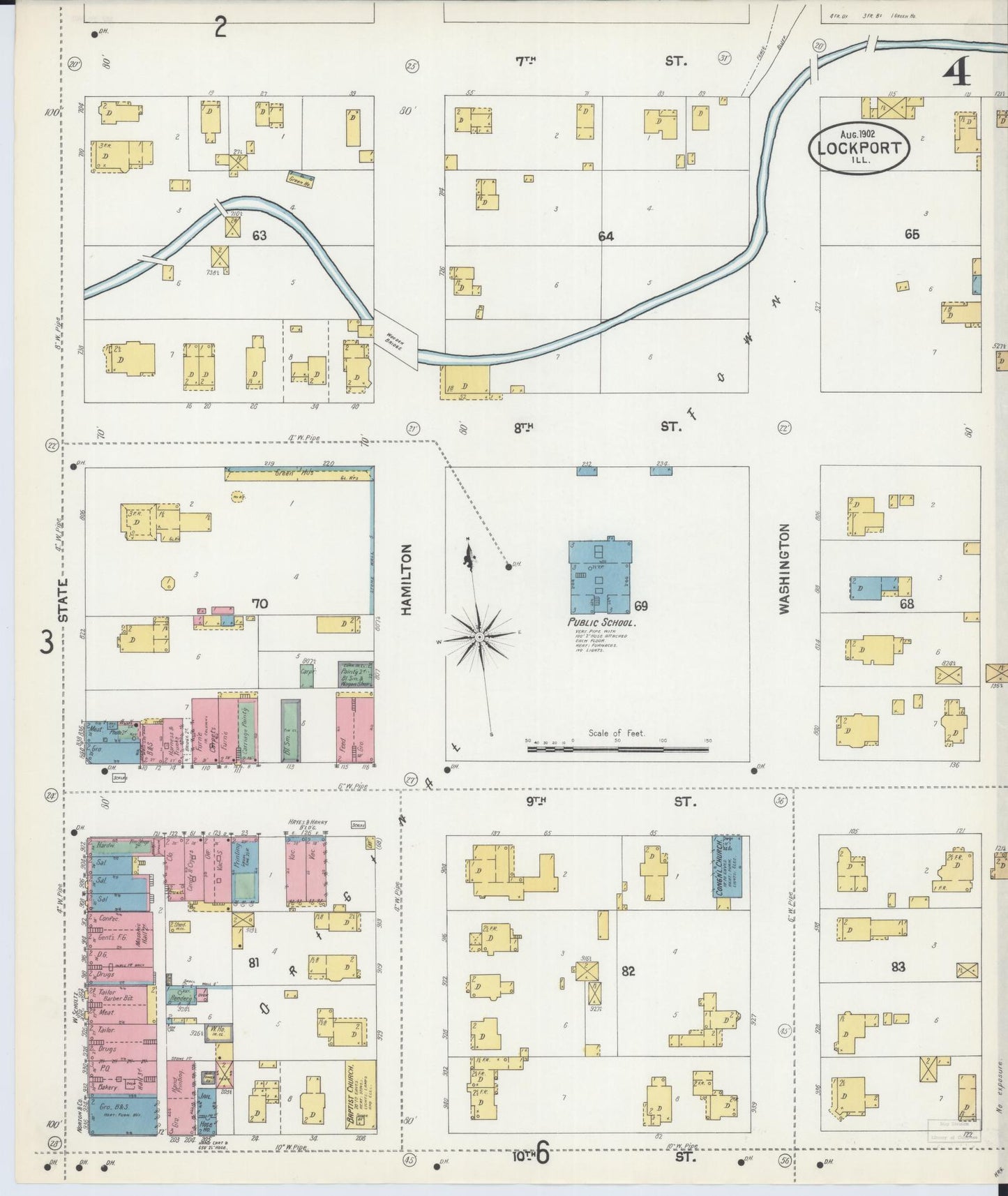 Sanborn Fire Insurance Map from Lockport, Will County, Illinois (1902), Sheet #0004 - Complete Map Set gallery image, historic Sanborn map, vintage wall art, Illinois Illinois