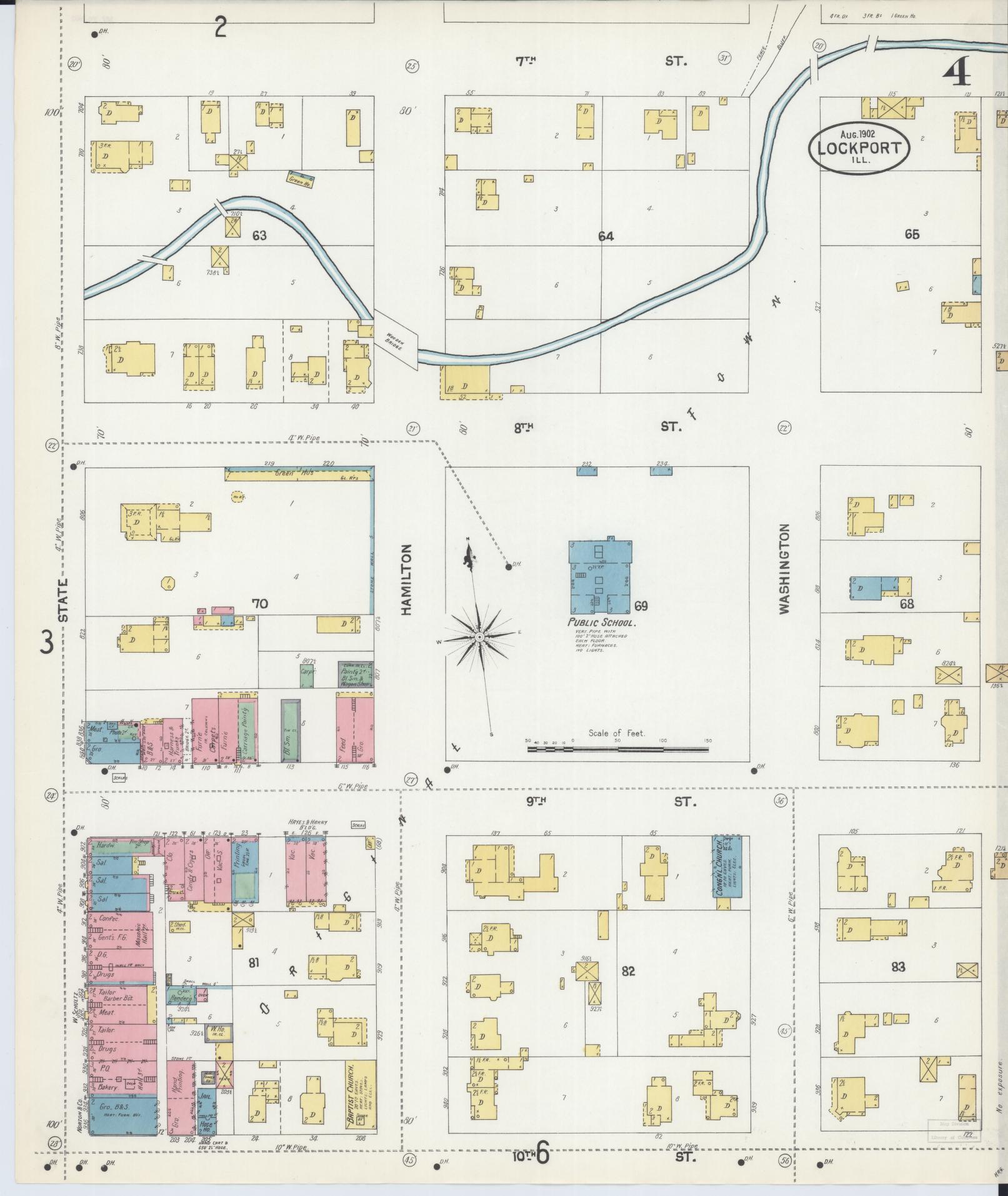 Sanborn Fire Insurance Map from Lockport, Will County, Illinois (1902), Sheet #0004 - Complete Map Set gallery image, historic Sanborn map, vintage wall art, Illinois Illinois
