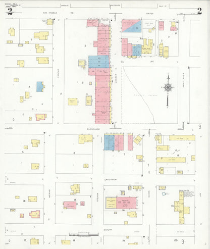 Sanborn Fire Insurance Map from Eden, Concho County, Texas (1940), Sheet #0002 - Historic Sanborn Fire Insurance Map Print, vintage old map wall art, antique decor, genealogy gift, Texas Texas map