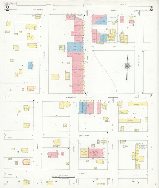 Sanborn Fire Insurance Map from Eden, Concho County, Texas (1940), Sheet #0002 - Historic Sanborn Fire Insurance Map Print, vintage old map wall art, antique decor, genealogy gift, Texas Texas map