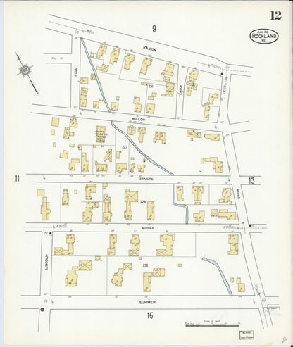 Sanborn Fire Insurance Map from Rockland, Knox County, Maine (1912), Sheet #0012 - Complete Map Set gallery image, historic Sanborn map, vintage wall art, Maine Maine