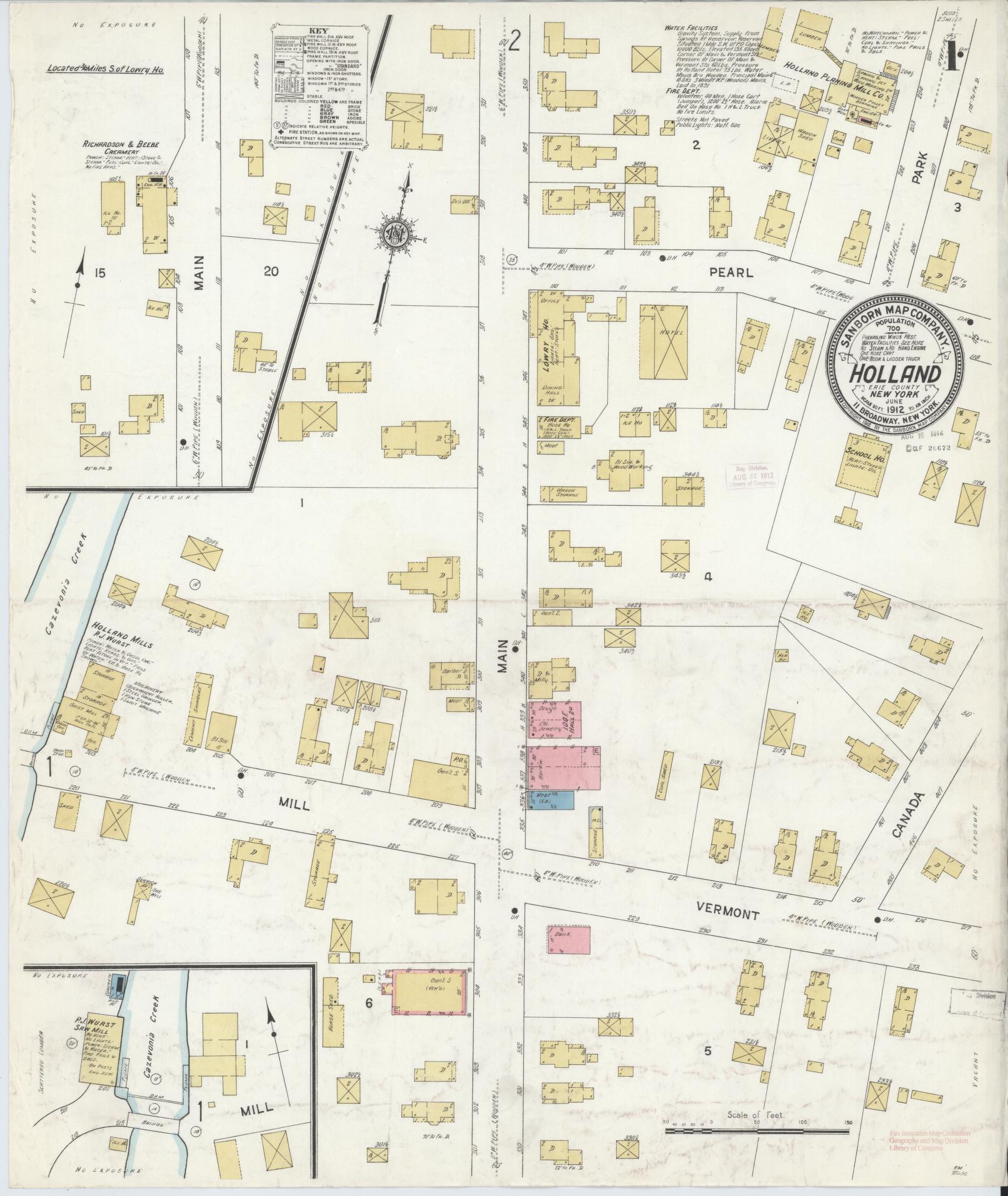 Sanborn Fire Insurance Map from Holland, Erie County, New York. (1912) – Historic Sanborn Fire Insurance Map Print