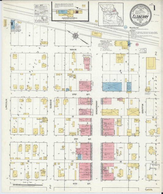 Sanborn Fire Insurance Map from Elsberry, Lincoln County, Missouri. (1917) – Historic Sanborn Fire Insurance Map Print