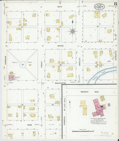 Sanborn Fire Insurance Map from Glencoe, Mcleod County, Minnesota (1908), Sheet #0008 - Complete Map Set gallery image, historic Sanborn map, vintage wall art, Minnesota Minnesota