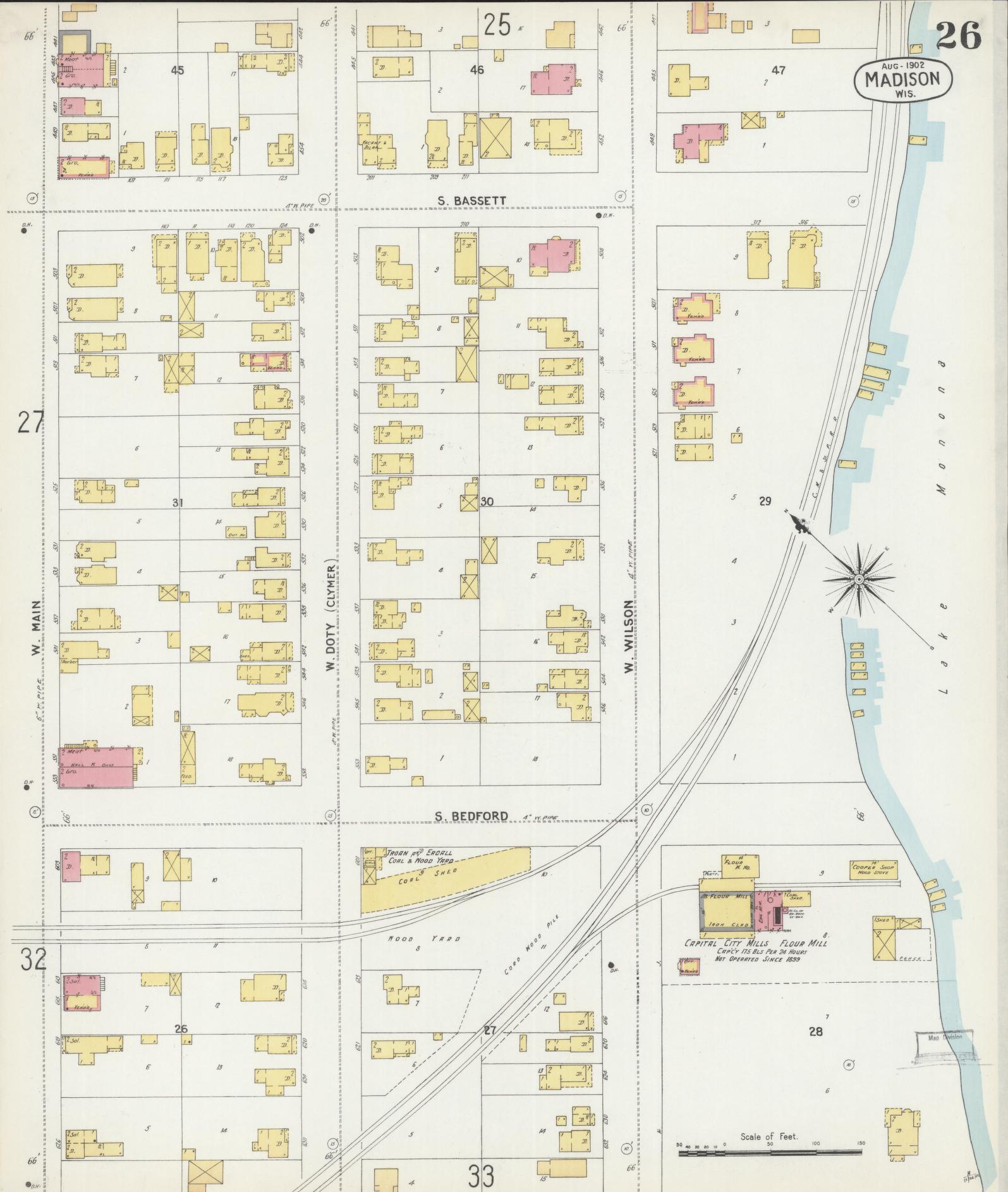 Sanborn Fire Insurance Map from Madison, Dane County, Wisconsin (1902), Sheet #0026 - Complete Map Set gallery image, historic Sanborn map, vintage wall art, Wisconsin Wisconsin