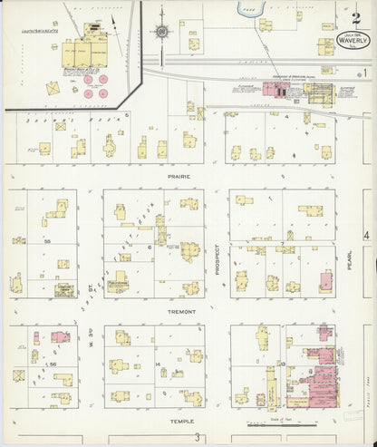 Sanborn Fire Insurance Map from Waverly, Morgan County, Illinois (1914), Sheet #0002 - Historic Sanborn Fire Insurance Map Print, vintage old map wall art, antique decor, genealogy gift, Illinois Illinois map