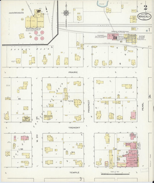 Sanborn Fire Insurance Map from Waverly, Morgan County, Illinois (1914), Sheet #0002 - Historic Sanborn Fire Insurance Map Print, vintage old map wall art, antique decor, genealogy gift, Illinois Illinois map