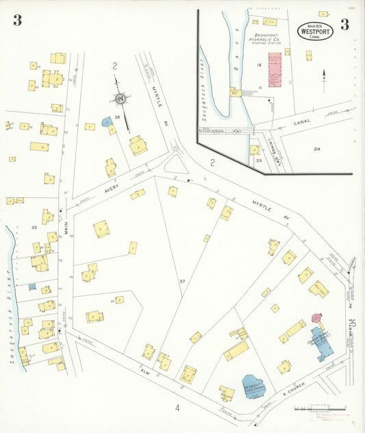 Sanborn Fire Insurance Map from Westport, Fairfield County, Connecticut (1931), Sheet #0003 - Historic Sanborn Fire Insurance Map Print, vintage old map wall art, antique decor, genealogy gift, Connecticut Connecticut map