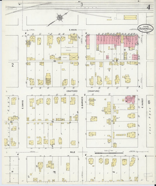 Sanborn Fire Insurance Map from Bushnell, Mcdonough County, Illinois (1912), Sheet #0004 - Historic Sanborn Fire Insurance Map Print, vintage old map wall art, antique decor, genealogy gift, Illinois Illinois map