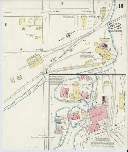 Sanborn Fire Insurance Map from Carthage, Jefferson County, New York (1915), Sheet #0018 - Complete Map Set gallery image, historic Sanborn map, vintage wall art, New York New York