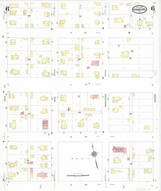 Sanborn Fire Insurance Map from Hamburg, Fremont County, Iowa (1930), Sheet #0006 - Historic Sanborn Fire Insurance Map Print, vintage old map wall art