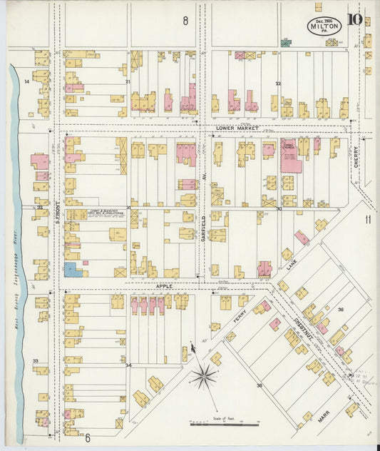 Sanborn Fire Insurance Map from Milton, Northumberland County, Pennsylvania (1906), Sheet #0010 - Historic Sanborn Fire Insurance Map Print, vintage old map wall art, antique decor, genealogy gift, Pennsylvania Pennsylvania map