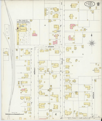 Sanborn Fire Insurance Map from Paris, Henry County, Tennessee (1896), Sheet #0002 - Complete Map Set gallery image, historic Sanborn map, vintage wall art, Tennessee Tennessee