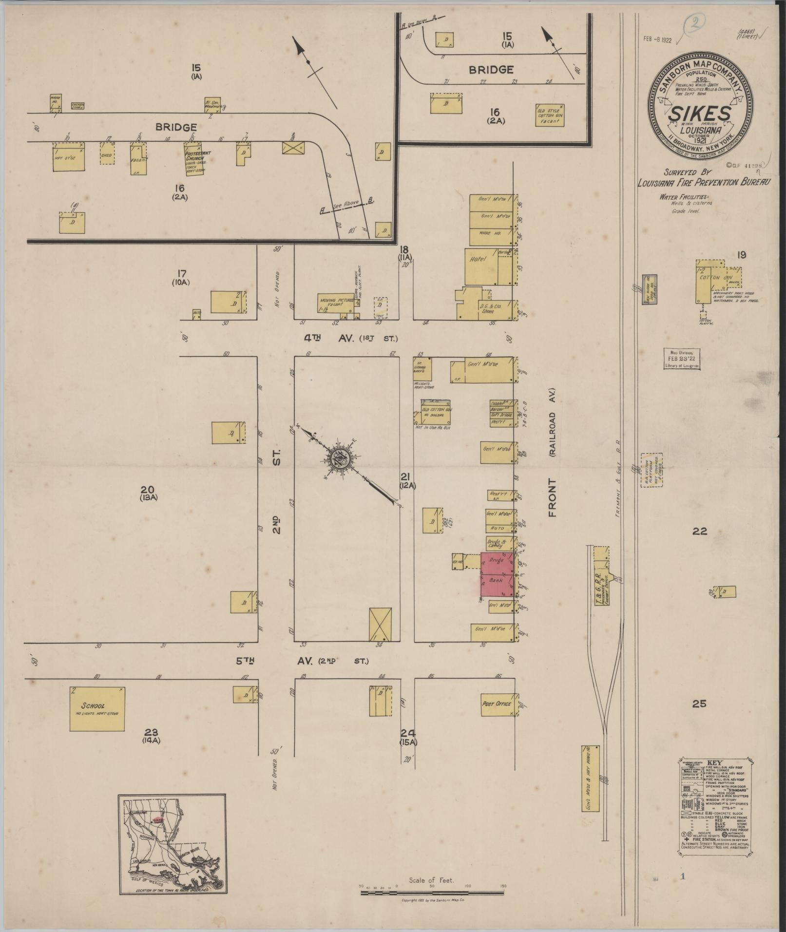 Sanborn Fire Insurance Map from Sikes, Winn Parish, Louisiana. (1921) – Historic Sanborn Fire Insurance Map Print