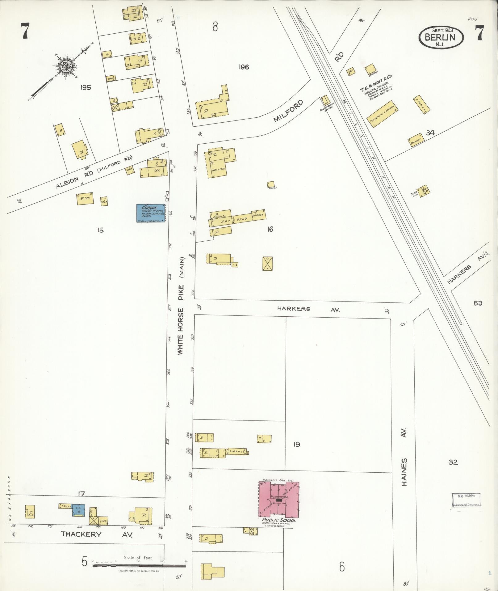 Sanborn Fire Insurance Map from Berlin, Camden County, New Jersey (1923), Sheet #0007 - Complete Map Set gallery image, historic Sanborn map, vintage wall art, New Jersey New Jersey