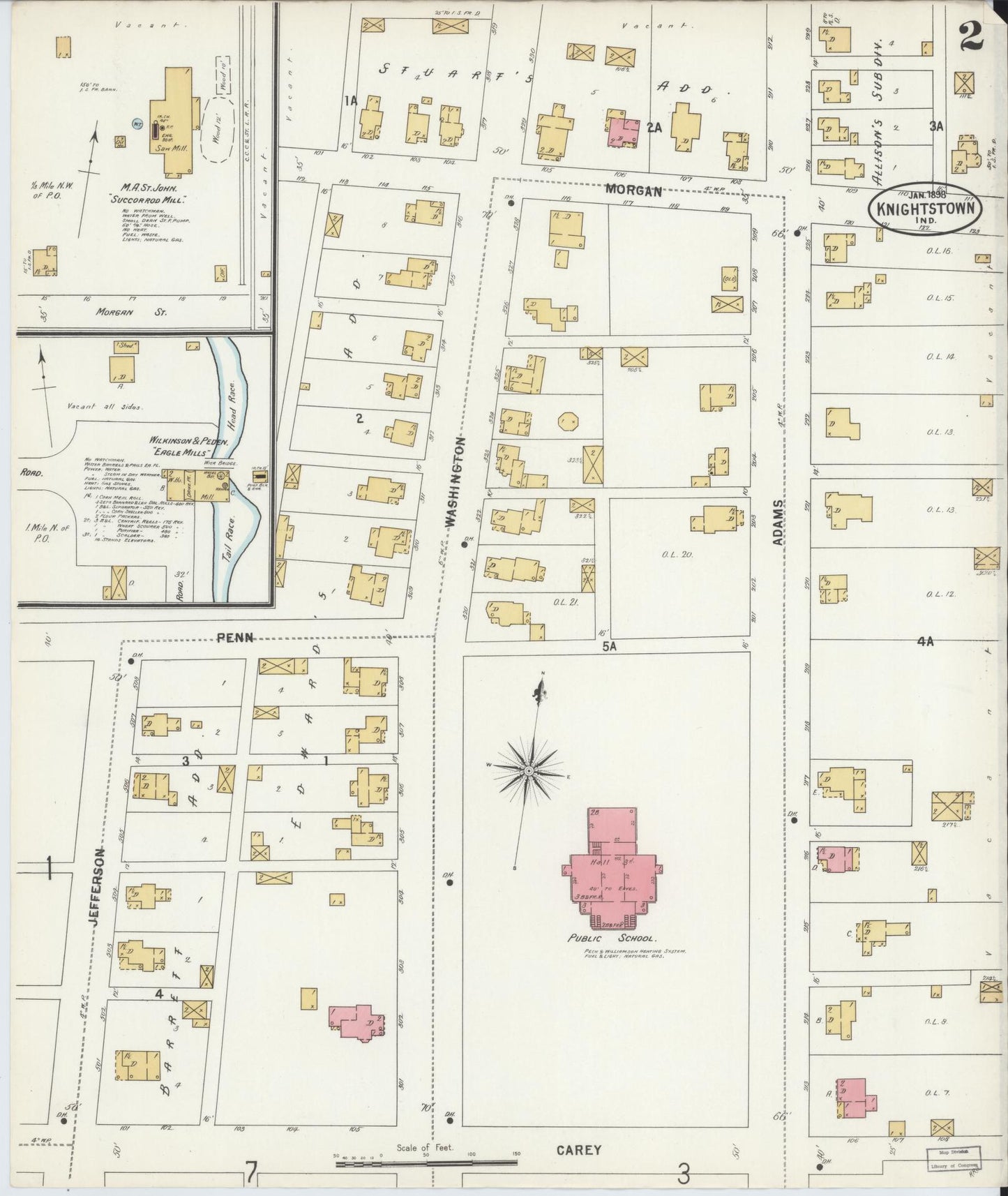 Sanborn Fire Insurance Map from Knightstown, Henry County, Indiana (1898), Sheet #0002 - Complete Map Set gallery image, historic Sanborn map, vintage wall art, Indiana Indiana