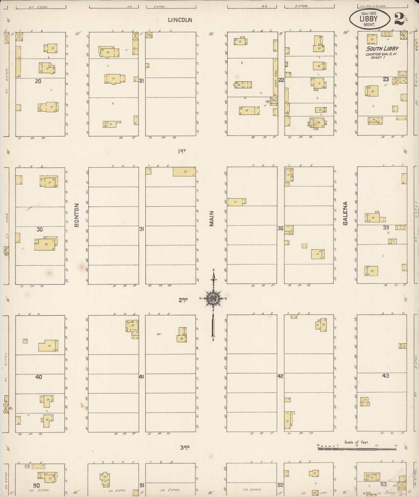 Sanborn Fire Insurance Map from Libby, Lincoln County, Montana (1910), Sheet #0002 - Historic Sanborn Fire Insurance Map Print, vintage old map wall art, antique decor, genealogy gift, Montana Montana map