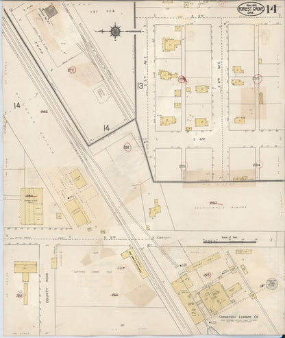Sanborn Fire Insurance Map from Forest Grove, Washington County, Oregon (1939), Sheet #0014 - Complete Map Set gallery image, historic Sanborn map, vintage wall art, Oregon Oregon