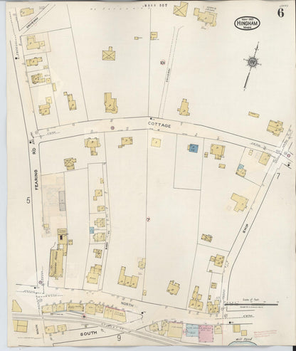 Sanborn Fire Insurance Map from Hingham, Plymouth County, Massachusetts (1948), Sheet #0006 - Historic Sanborn Fire Insurance Map Print, vintage old map wall art, antique decor, genealogy gift, Massachusetts Massachusetts map