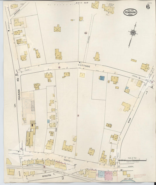 Sanborn Fire Insurance Map from Hingham, Plymouth County, Massachusetts (1948), Sheet #0006 - Historic Sanborn Fire Insurance Map Print, vintage old map wall art, antique decor, genealogy gift, Massachusetts Massachusetts map