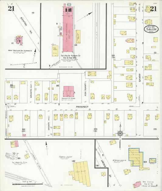 Sanborn Fire Insurance Map from Salem, Columbiana County, Ohio (1926), Sheet #0021 - Historic Sanborn Fire Insurance Map Print, vintage old map wall art, antique decor, genealogy gift, Ohio Ohio map