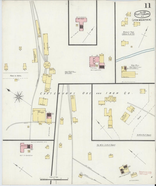 Sanborn Fire Insurance Map from Plattsburg, Clinton County, New York (1896), Sheet #0011 - Historic Sanborn Fire Insurance Map Print, vintage old map wall art, antique decor, genealogy gift, New York New York map
