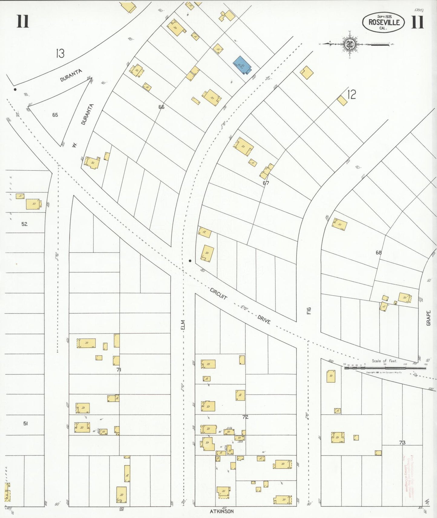 Sanborn Fire Insurance Map from Roseville, Placer County, California (1925), Sheet #0011 - Complete Map Set gallery image, historic Sanborn map, vintage wall art, California California