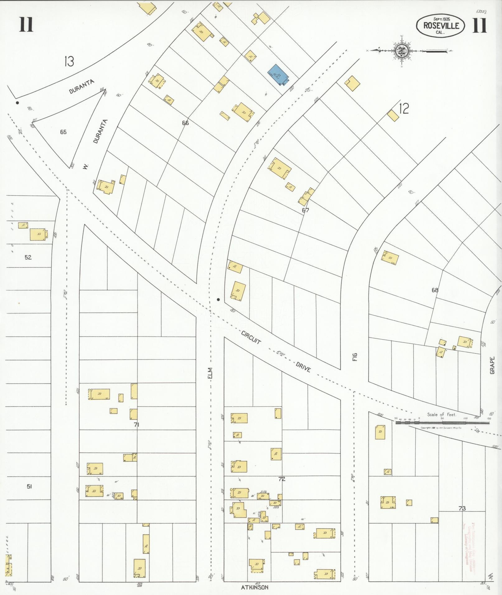 Sanborn Fire Insurance Map from Roseville, Placer County, California (1925), Sheet #0011 - Complete Map Set gallery image, historic Sanborn map, vintage wall art, California California