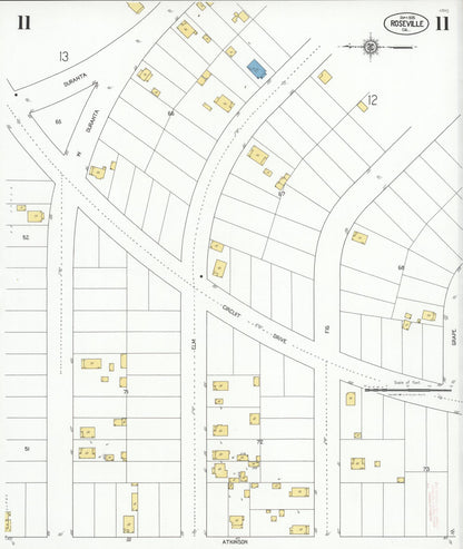 Sanborn Fire Insurance Map from Roseville, Placer County, California (1925), Sheet #0011 - Complete Map Set gallery image, historic Sanborn map, vintage wall art, California California