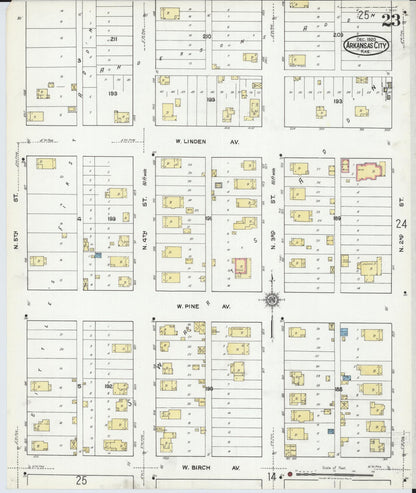 Sanborn Fire Insurance Map from Arkansas City, Cowley County, Kansas (1920), Sheet #0023 - Complete Map Set gallery image, historic Sanborn map, vintage wall art, Kansas Kansas
