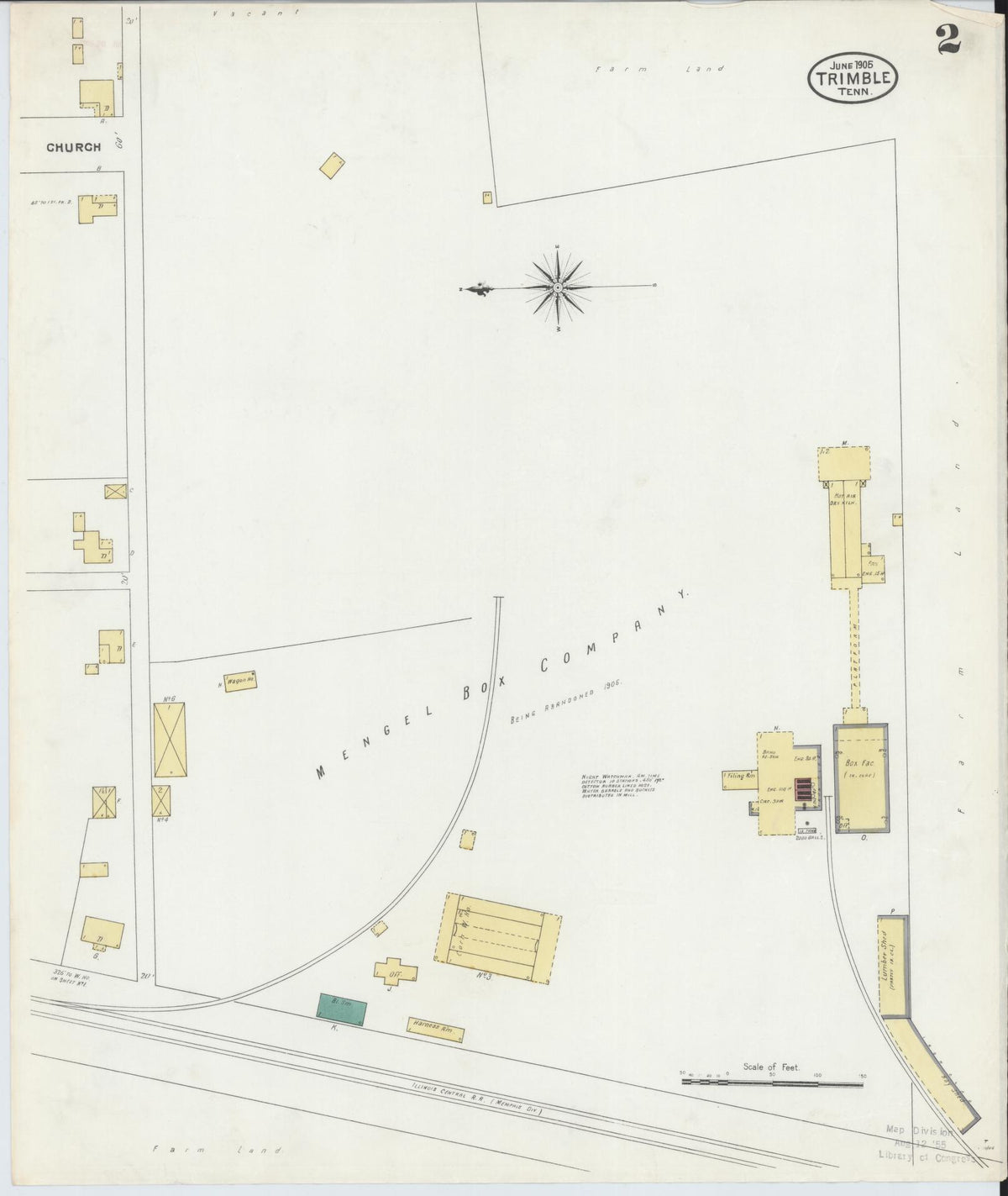 Sanborn Fire Insurance Map from Trimble, Dyer County, Tennessee (1905), Sheet #0002 - Complete Map Set gallery image, historic Sanborn map, vintage wall art, Tennessee Tennessee