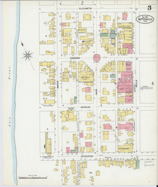 Sanborn Fire Insurance Map from Sistersville, Tyler County, West Virginia (1902), Sheet #0003 - Historic Sanborn Fire Insurance Map Print, vintage old map wall art, antique decor, genealogy gift, West Virginia West Virginia map