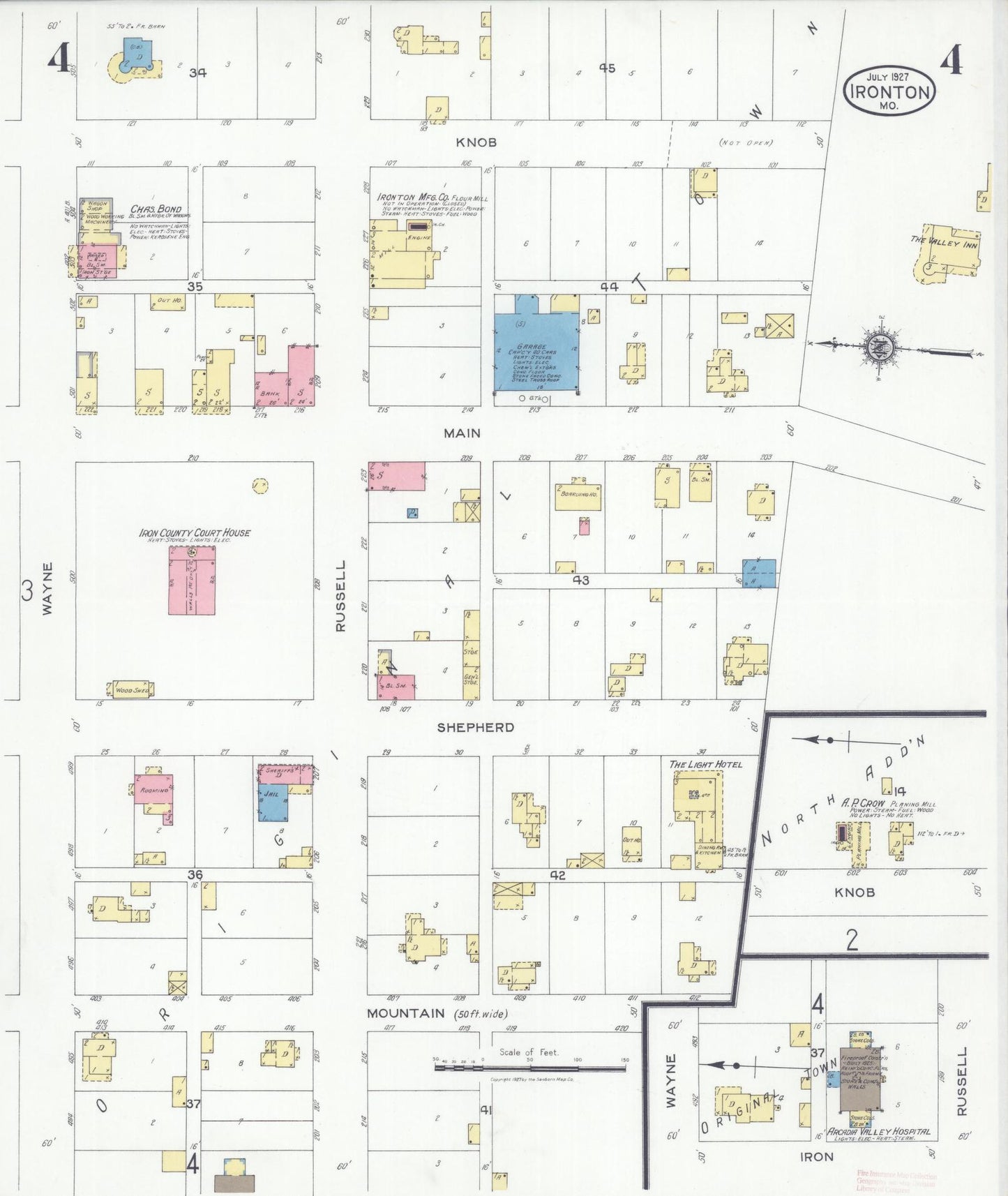Sanborn Fire Insurance Map from Ironton, Iron County, Missouri (1927), Sheet #0004 - Complete Map Set gallery image, historic Sanborn map, vintage wall art, Missouri Missouri