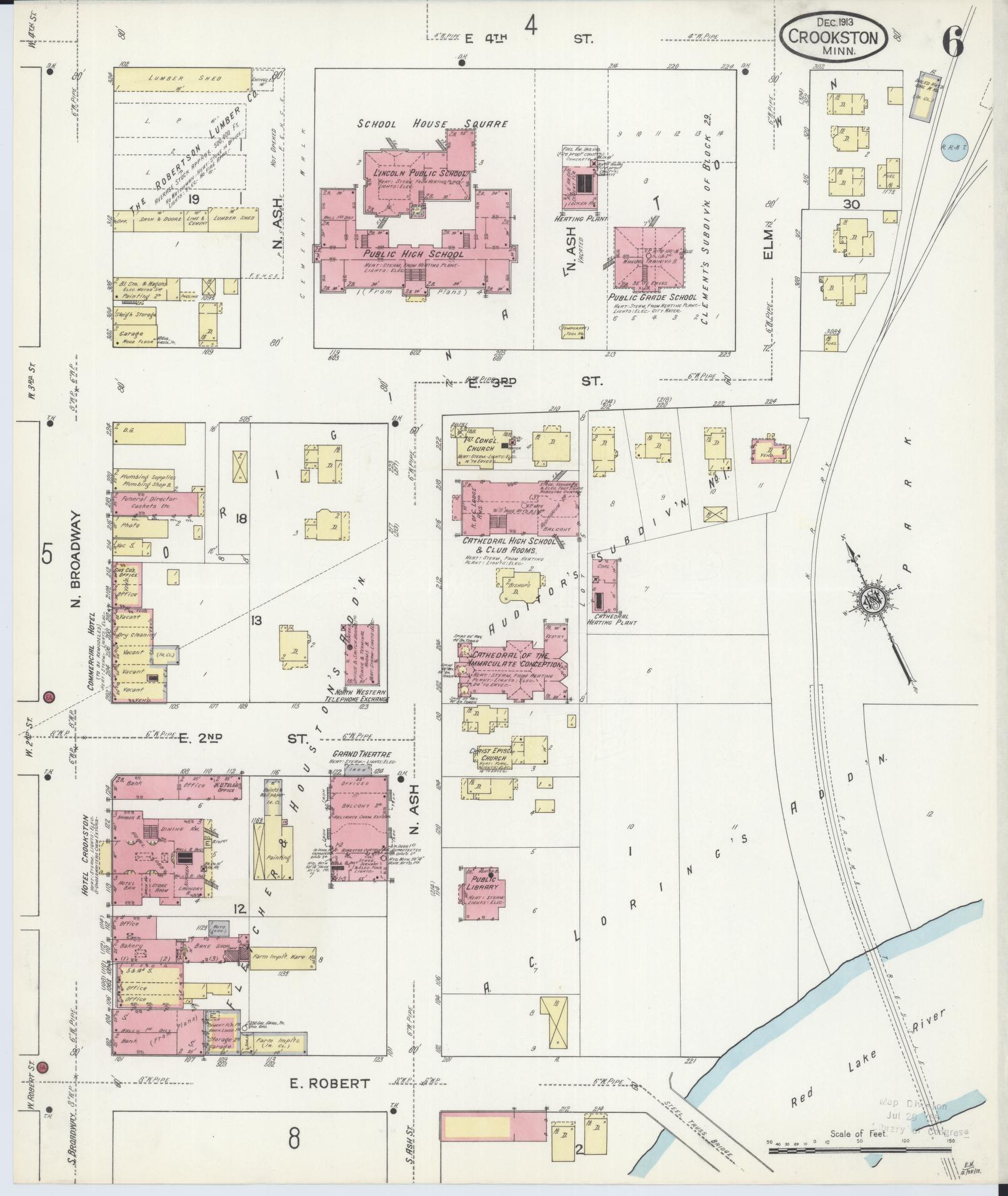Sanborn Fire Insurance Map from Crookston, Polk County, Minnesota (1913), Sheet #0006 - Complete Map Set gallery image, historic Sanborn map, vintage wall art, Minnesota Minnesota