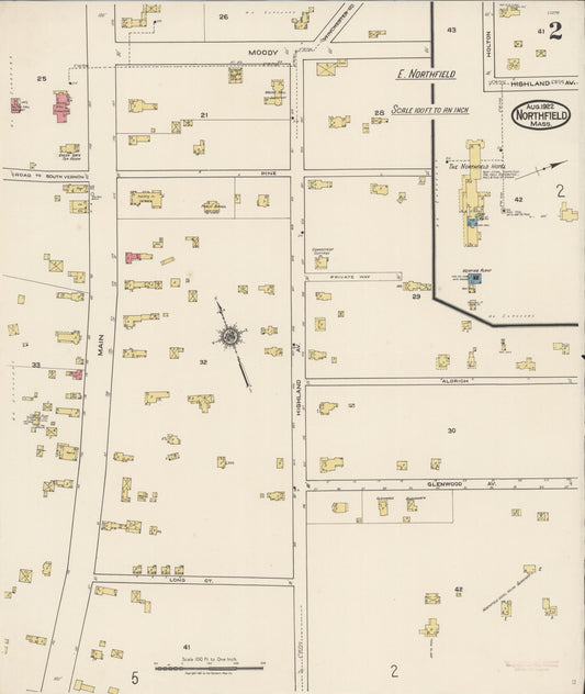 Sanborn Fire Insurance Map from Northfield, Franklin County, Massachusetts (1922), Sheet #0002 - Historic Sanborn Fire Insurance Map Print, vintage old map wall art, antique decor, genealogy gift, Massachusetts Massachusetts map