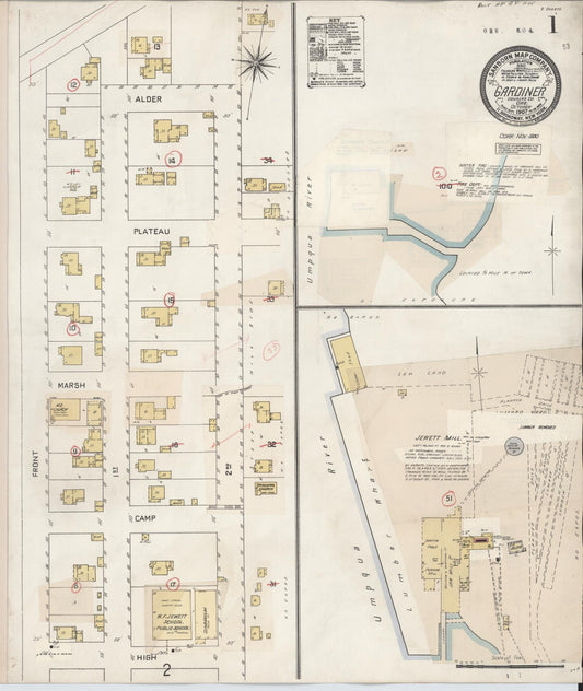 Sanborn Fire Insurance Map from Gardiner, Douglas County, Oregon (1930), Sheet #0001 - Historic Sanborn Fire Insurance Map Print, vintage old map wall art, antique decor, genealogy gift, Oregon Oregon map