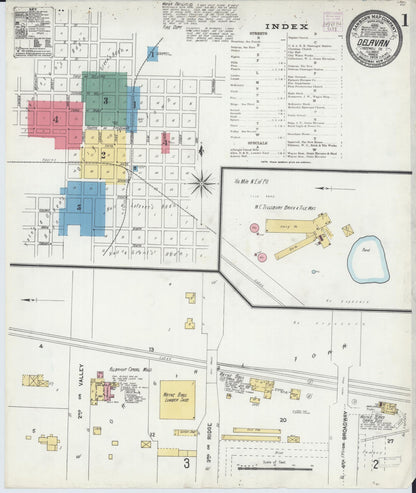 Sanborn Fire Insurance Map from Delavan, Tazewell County, Illinois (1906), Sheet #0001 - Complete Map Set gallery image, historic Sanborn map, vintage wall art, Illinois Illinois