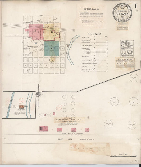 Sanborn Fire Insurance Map from Glenrock, Converse County, Wyoming (1941), Sheet #0001 - Complete Map Set gallery image, historic Sanborn map, vintage wall art, Wyoming Wyoming
