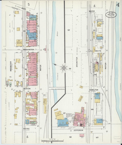 Sanborn Fire Insurance Map from Peru, La Salle County, Illinois (1897), Sheet #0004 - Historic Sanborn Fire Insurance Map Print, vintage old map wall art, antique decor, genealogy gift, Illinois Illinois map