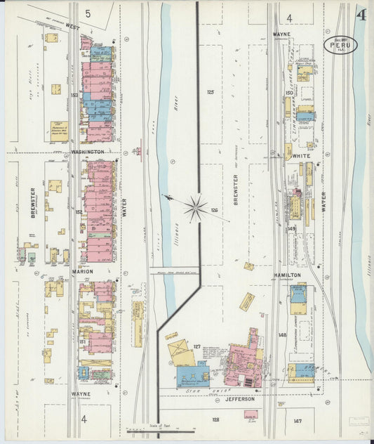 Sanborn Fire Insurance Map from Peru, La Salle County, Illinois (1897), Sheet #0004 - Historic Sanborn Fire Insurance Map Print, vintage old map wall art, antique decor, genealogy gift, Illinois Illinois map