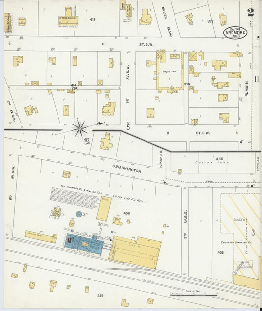 Sanborn Fire Insurance Map from Ardmore, Carter County, Oklahoma (1903), Sheet #0002 - Historic Sanborn Fire Insurance Map Print, vintage old map wall art, antique decor, genealogy gift, Oklahoma Oklahoma map