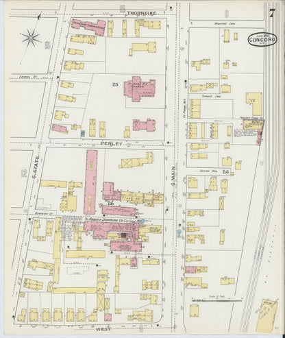 Sanborn Fire Insurance Map from Concord, Merrimack County, New Hampshire (1893), Sheet #0007 - Complete Map Set gallery image, historic Sanborn map, vintage wall art, New Hampshire New Hampshire