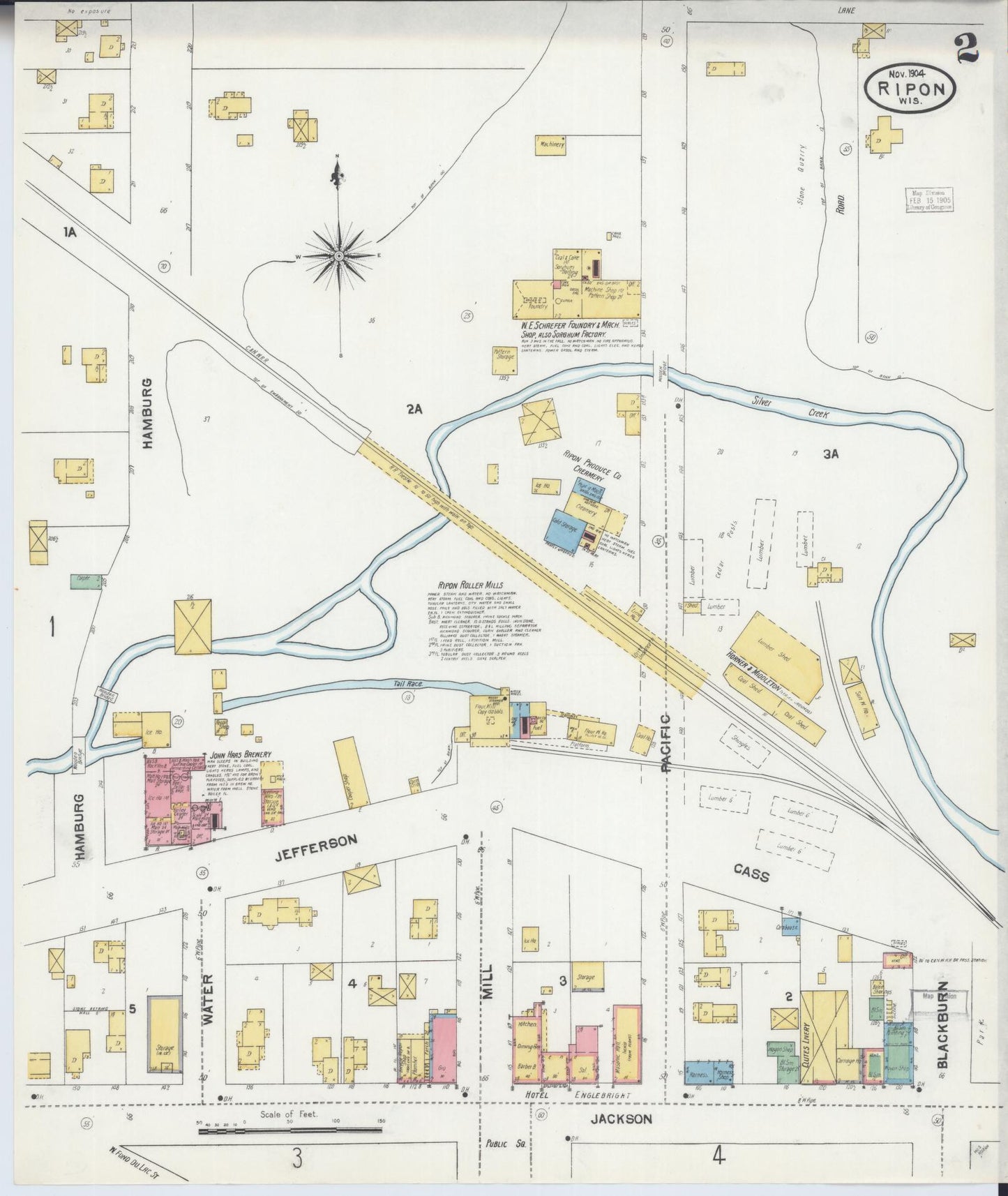 Sanborn Fire Insurance Map from Ripon, Fond du Lac County, Wisconsin (1904), Sheet #0002 - Complete Map Set gallery image, historic Sanborn map, vintage wall art, Wisconsin Wisconsin
