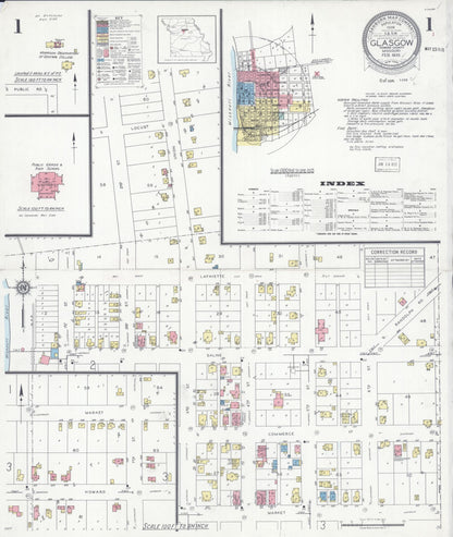 Sanborn Fire Insurance Map from Glasgow, Howard County, Missouri (1935), Sheet #0001 - Historic Sanborn Fire Insurance Map Print, vintage old map wall art, antique decor, genealogy gift, Missouri Missouri map