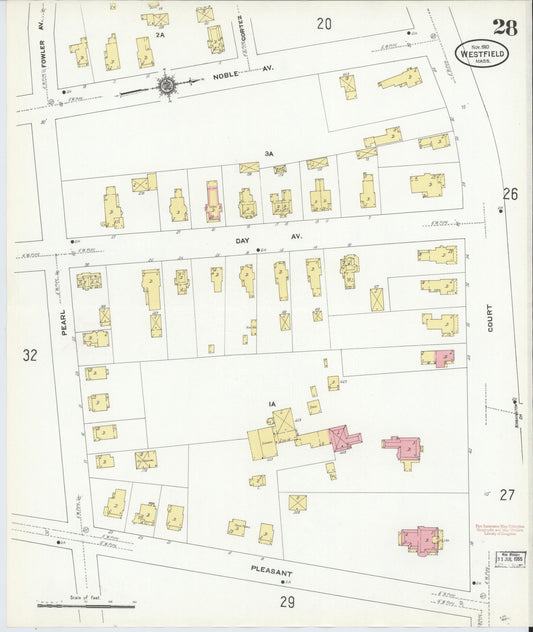 Sanborn Fire Insurance Map from Westfield, Hampden County, Massachusetts (1910), Sheet #0028 - Historic Sanborn Fire Insurance Map Print, vintage old map wall art, antique decor, genealogy gift, Massachusetts Massachusetts map