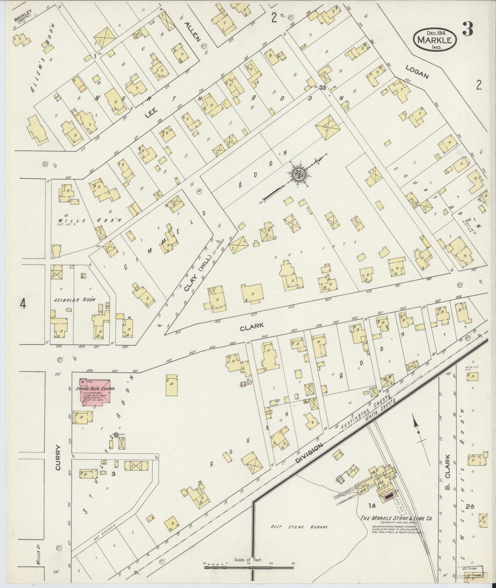 Sanborn Fire Insurance Map from Markle, Huntington County, Indiana (1914), Sheet #0003 - Complete Map Set gallery image, historic Sanborn map, vintage wall art, Indiana Indiana