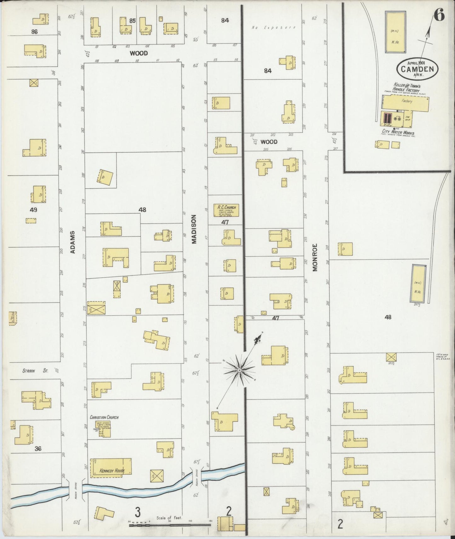 Sanborn Fire Insurance Map from Camden, Ouachita County, Arkansas (1901), Sheet #0006 - Complete Map Set gallery image, historic Sanborn map, vintage wall art, Arkansas Arkansas
