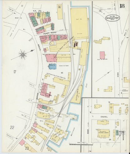Sanborn Fire Insurance Map from Newburyport, Essex County, Massachusetts (1906), Sheet #0018 - Complete Map Set gallery image, historic Sanborn map, vintage wall art, Massachusetts Massachusetts