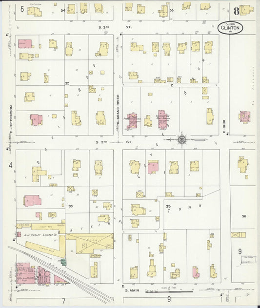 Sanborn Fire Insurance Map from Clinton, Henry County, Missouri (1909), Sheet #0008 - Historic Sanborn Fire Insurance Map Print, vintage old map wall art, antique decor, genealogy gift, Missouri Missouri map