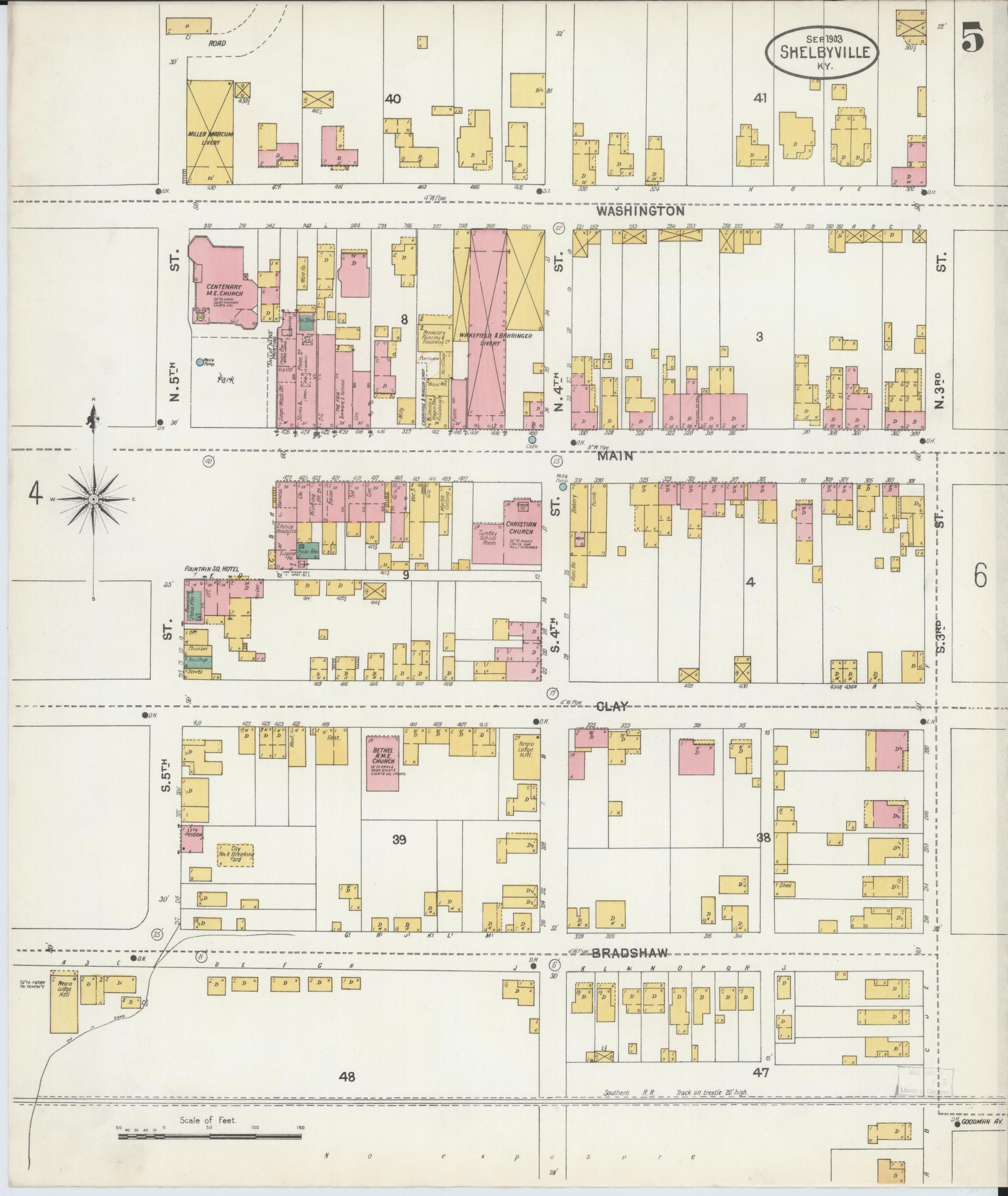 Sanborn Fire Insurance Map from Shelbyville, Shelby County, Kentucky (1903), Sheet #0005 - Complete Map Set gallery image, historic Sanborn map, vintage wall art, Kentucky Kentucky